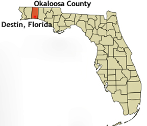 map of Florida showing location of Destin